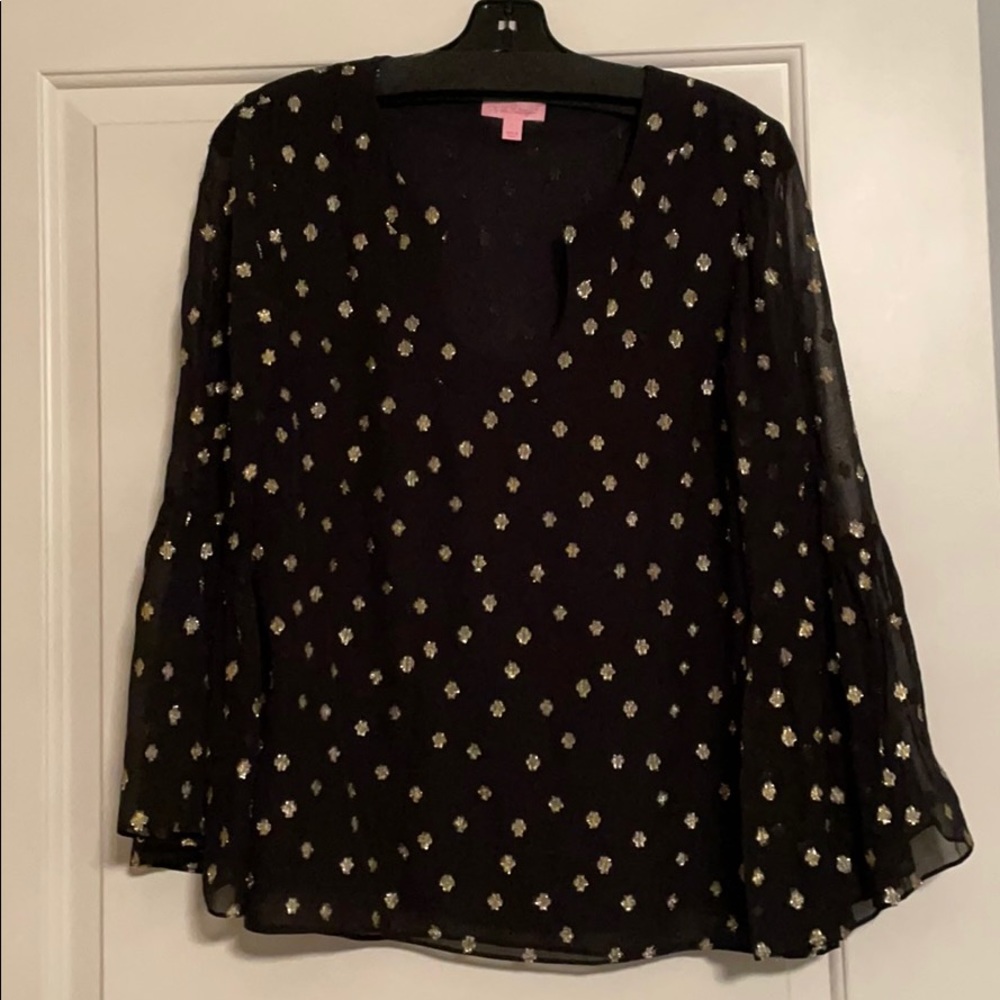 Lily Pulitzer black silk shirt